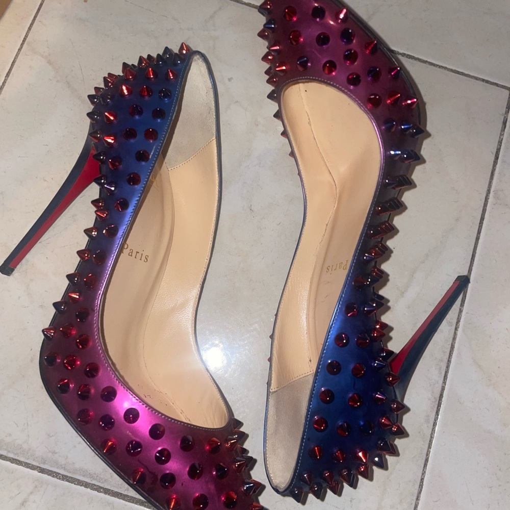 Christian Louboutin LOUBOUTIN FOLLIES SPIKES PUMPS 120 Pink Red Blue